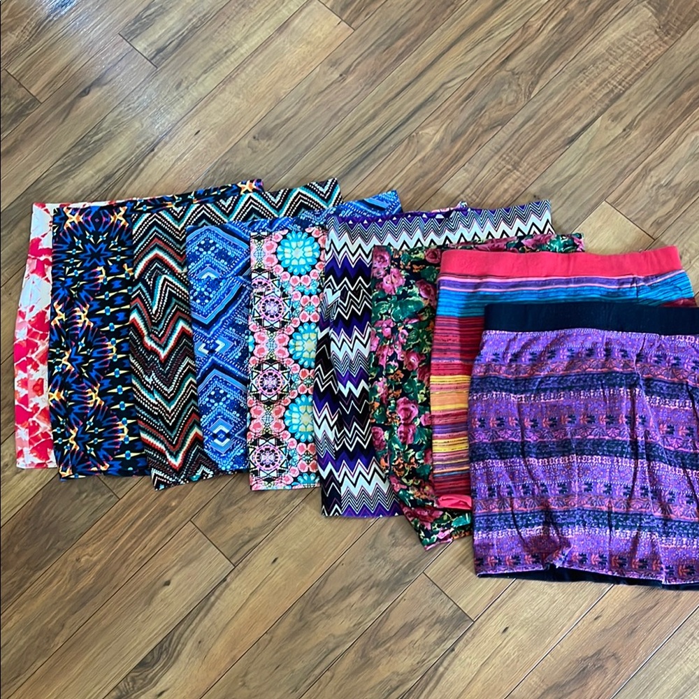 Lot of 9 Patterned Skirts Collection
